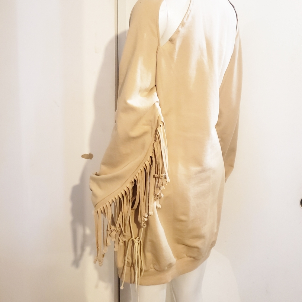 Sweatshirt Mini Dress w/ Fringe   Size XL - Picture 3 of 6